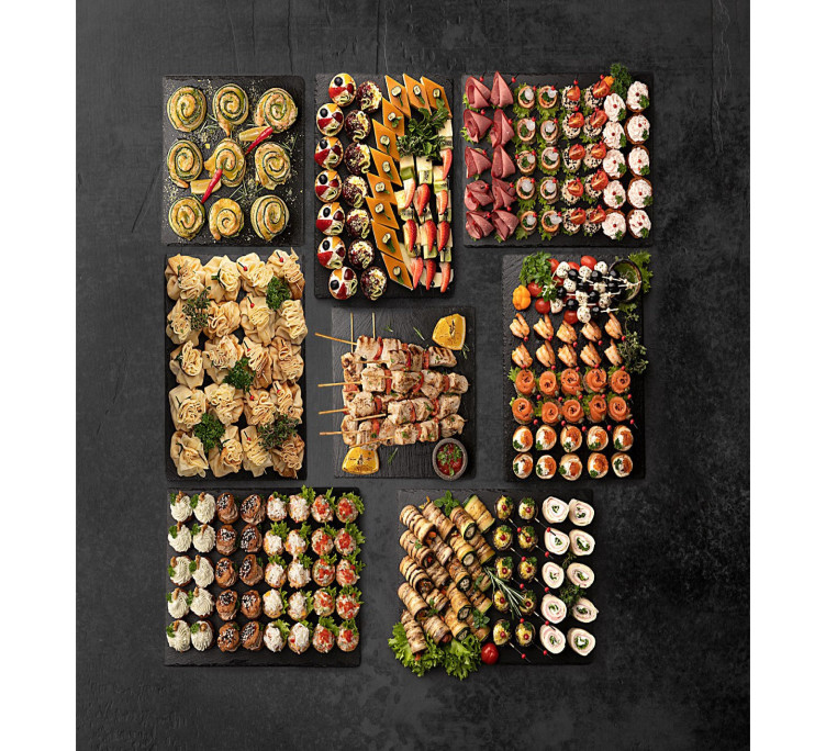 Сет №20. Канапе + Рулетики + Тарталетки + Сладкое + Горячие закуски (229 шт. на 25-35 гостей)