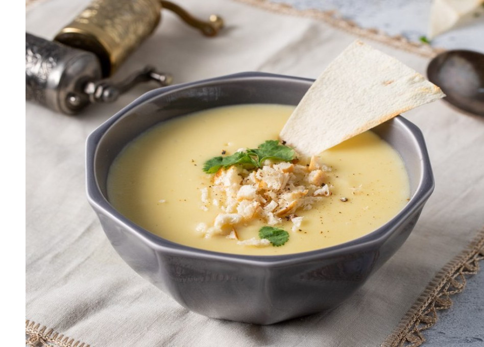 Сырный крем суп с гренками