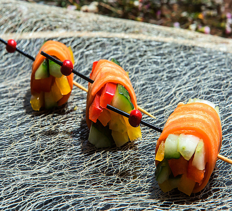 Ролл из морковки с овощным крудите 