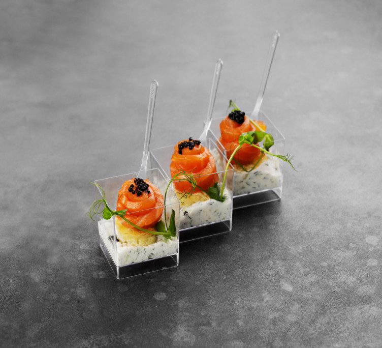 Драник со слабосоленым лососем с соусом Дзадзики 