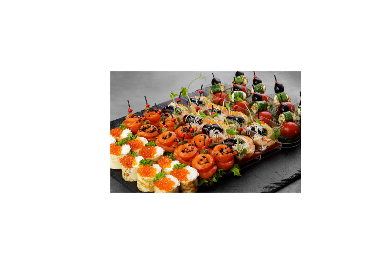 Сет 1. Ассорти канапе с мясом, птицей, рыбой и морепродуктами (80 шт. на 10-15 гостей)